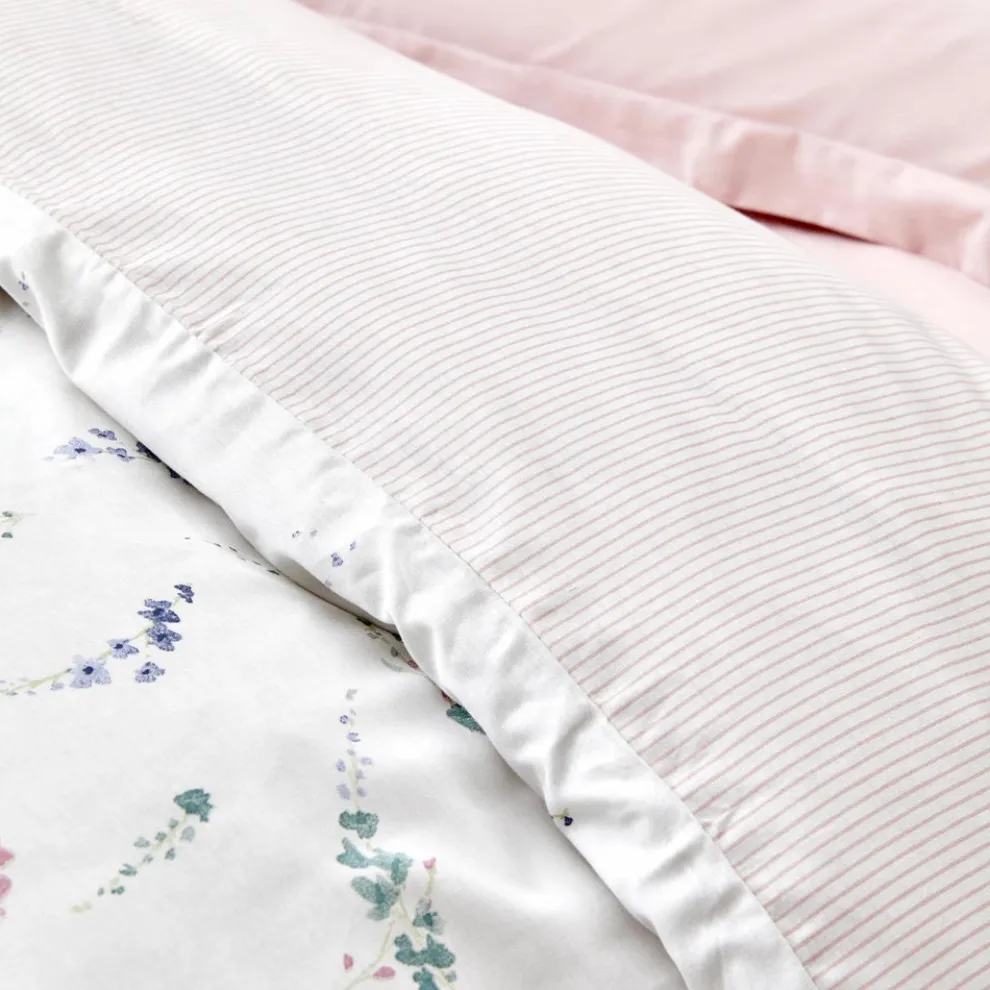 Karaca Home Dalila 100% Turkish Cotton Duvet Cover Set, Double, Pink