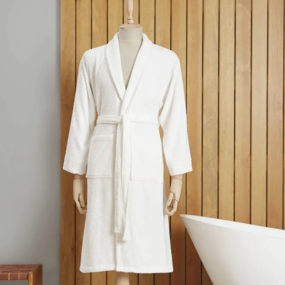 Karaca Home Dielle Recycle Bathrobe, S/M, Offwhite