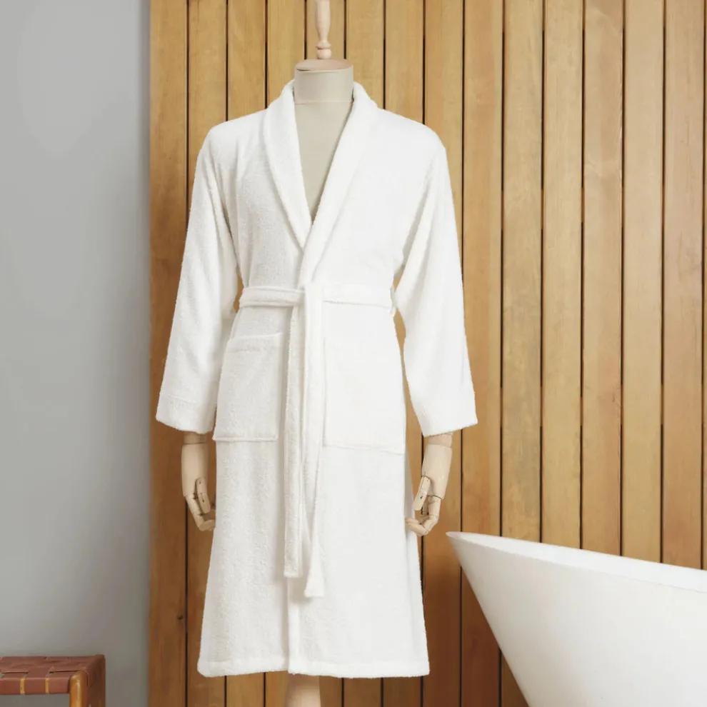 Karaca Home Dielle Recycle Bathrobe, L/XL, Offwhite