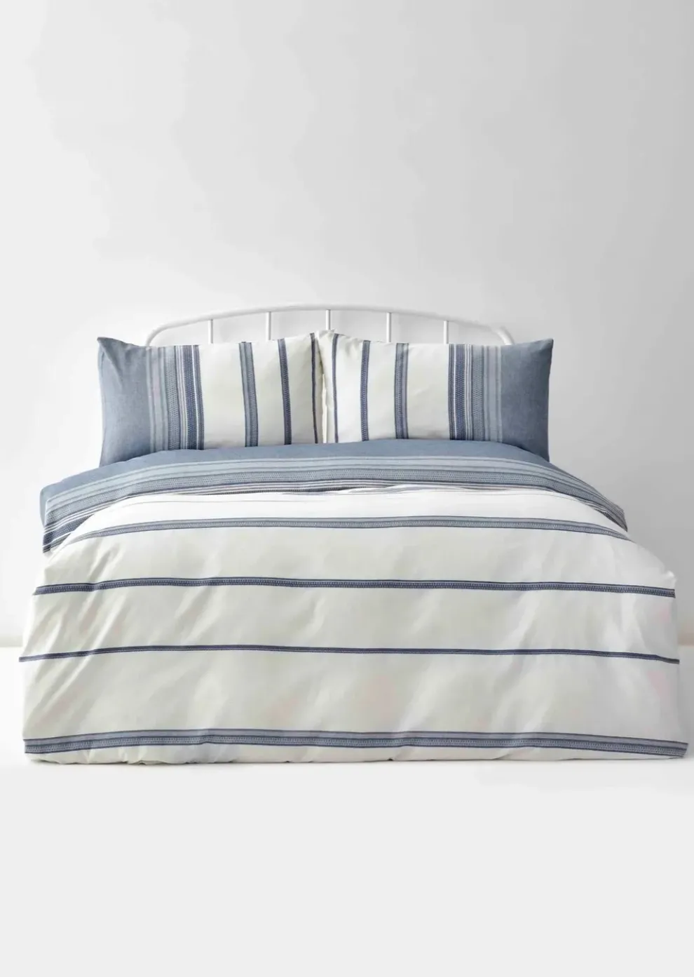 Karaca Home Dobby Woven Duvet Cover Set, Super King, White Indigo