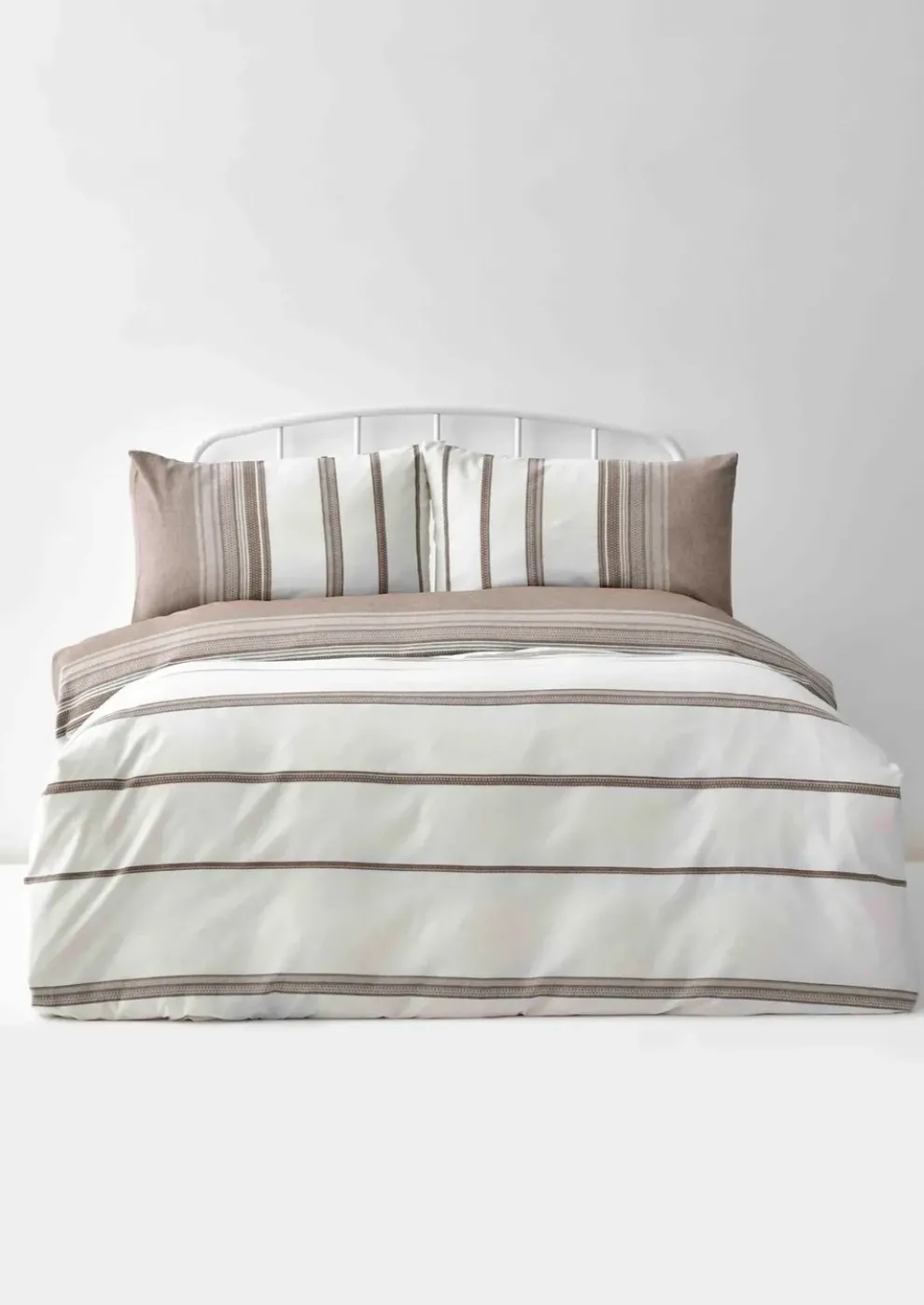 Karaca Home Dobby Woven Duvet Cover Set, Super King, Brown White