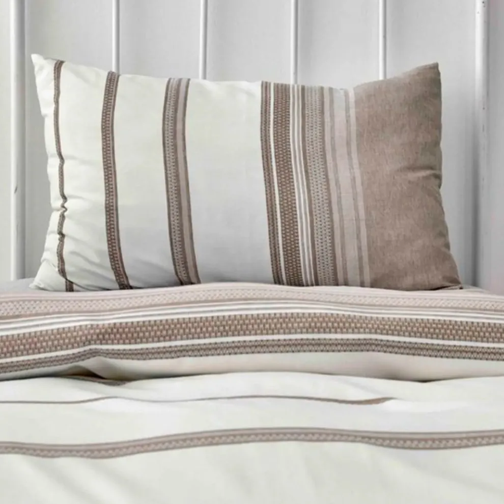 Karaca Home Dobby Woven Duvet Cover Set, Single, Brown White