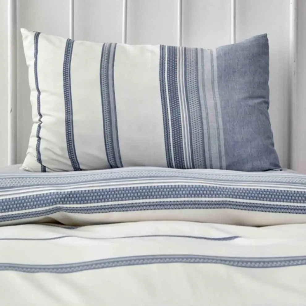 Karaca Home Dobby Woven Duvet Cover Set, Single, White Indigo