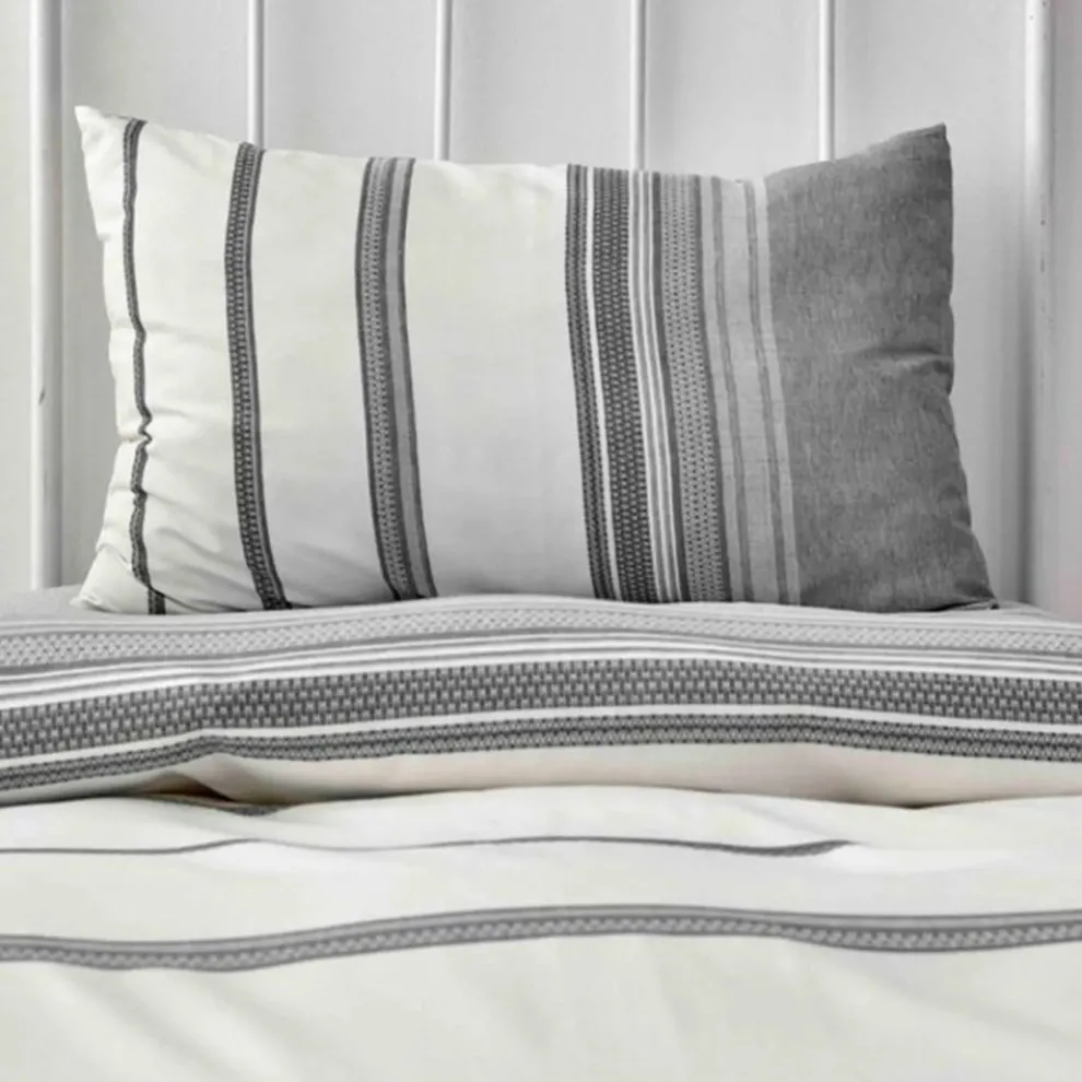 Karaca Home Dobby Woven 100% Turkish Cotton Duvet Cover Set, Single, Black White