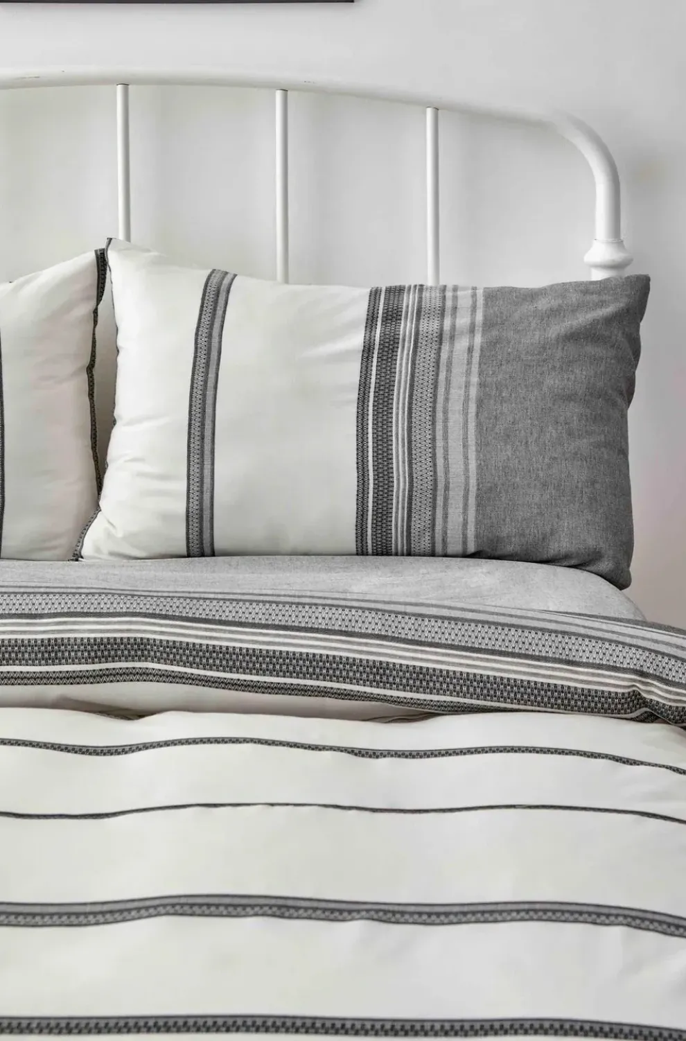 Karaca Home Dobby Woven 100% Turkish Cotton Duvet Cover Set, King, Black White