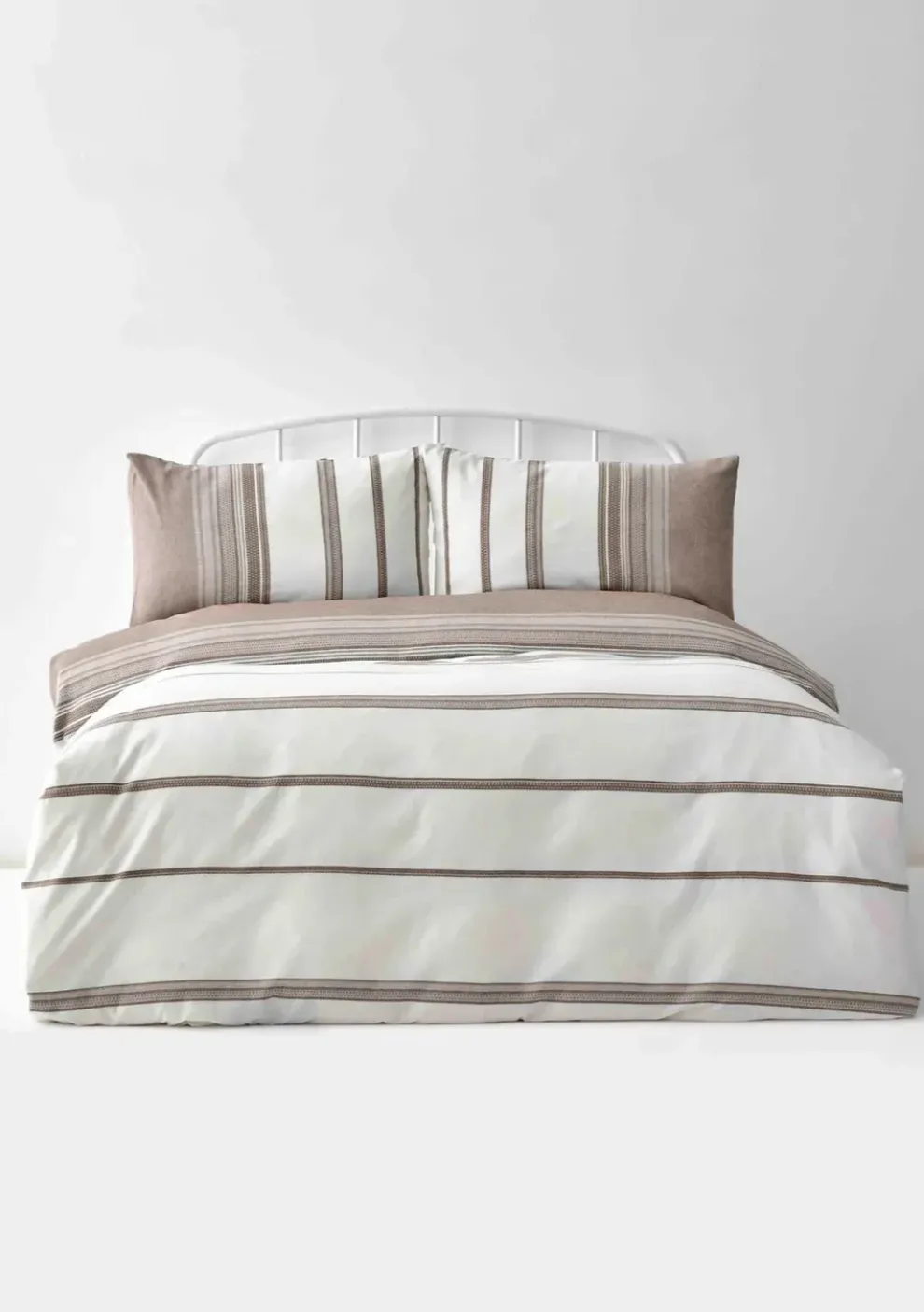 Karaca Home Dobby Woven Duvet Cover Set, Double, Brown White