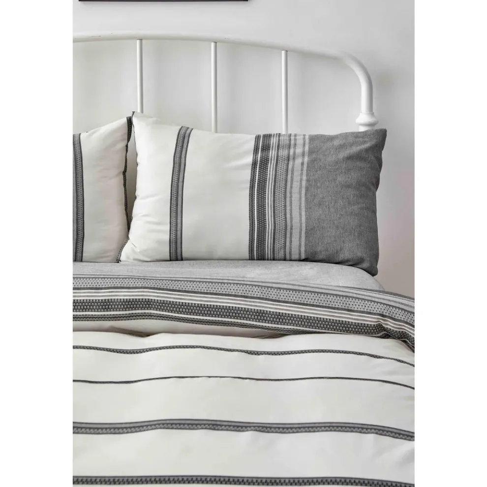 Karaca Home Dobby Woven 100% Turkish Cotton Duvet Cover Set, Double, Black White