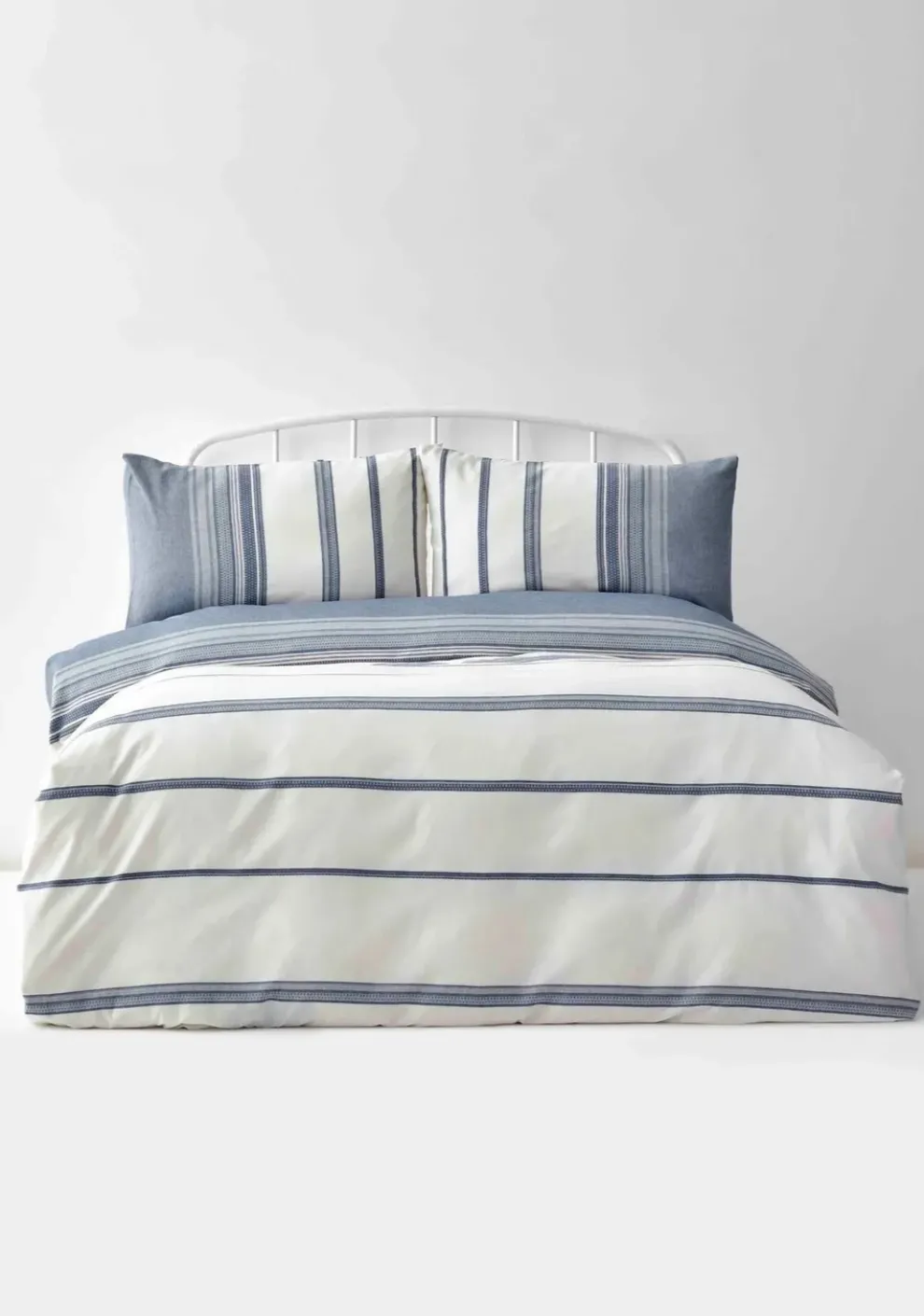 Karaca Home Dobby Woven Duvet Cover Set, King, White Indigo