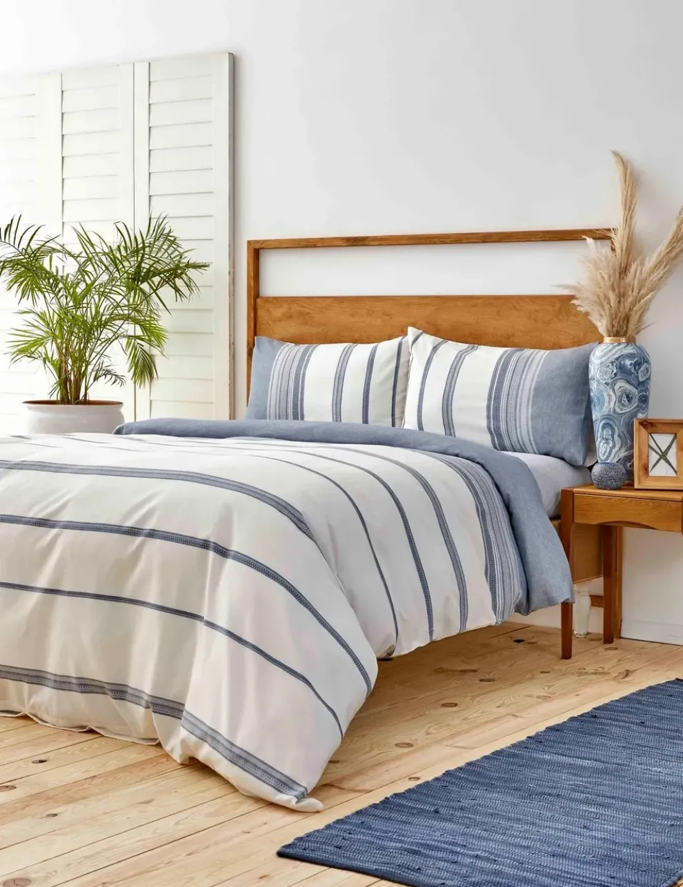 Karaca Home Dobby Woven Duvet Cover Set, King, White Indigo