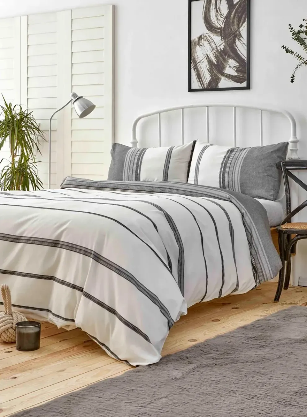 Karaca Home Dobby Woven Duvet Cover Set, Super King, Black White