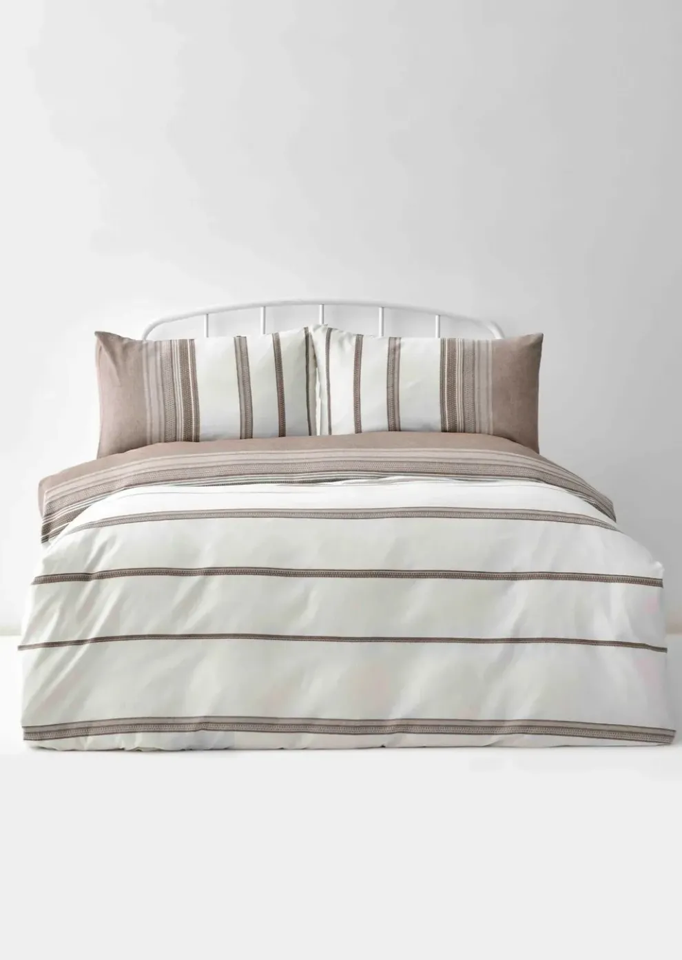 Karaca Home Dobby Woven Duvet Cover Set, King, Brown White