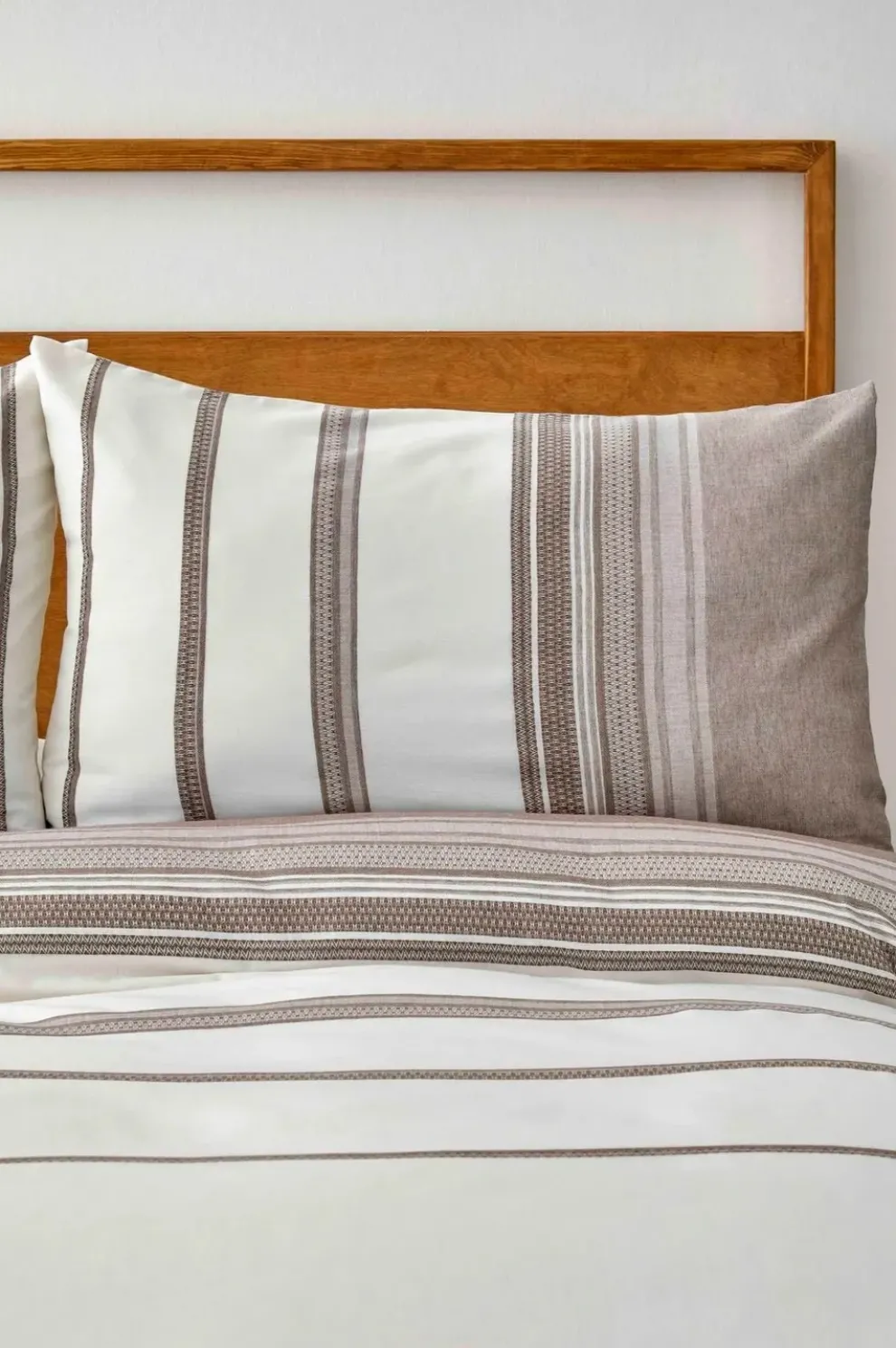 Karaca Home Dobby Woven Duvet Cover Set, King, Brown White