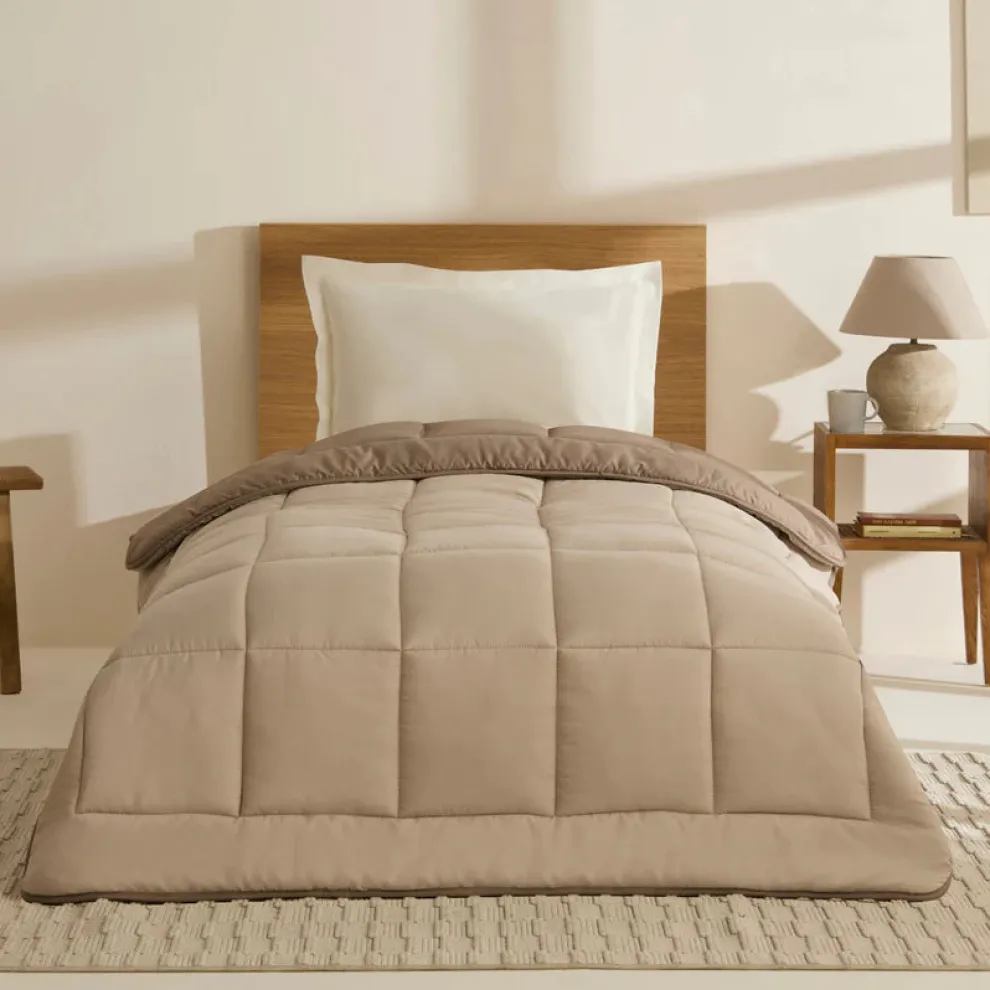 Karaca Home Double Face Duvet Cover, 135x200cm, Beige-Mocha