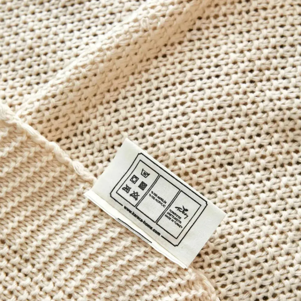 Karaca Home Double Seed Stitch Throw, 130cmx170cm, Stone Color
