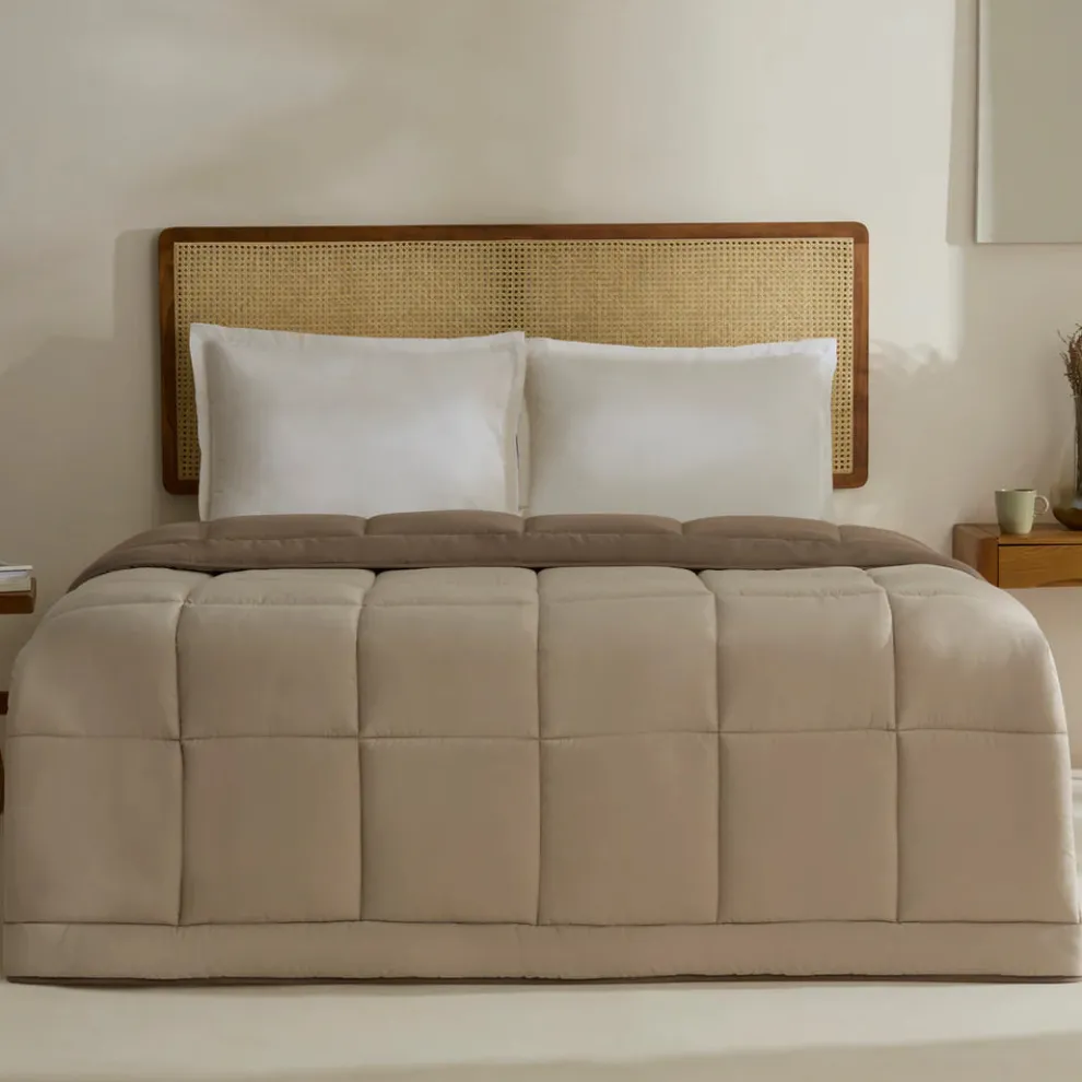 Karaca Home Double Face Duvet Cover, 200x200cm, Beige-Mocha