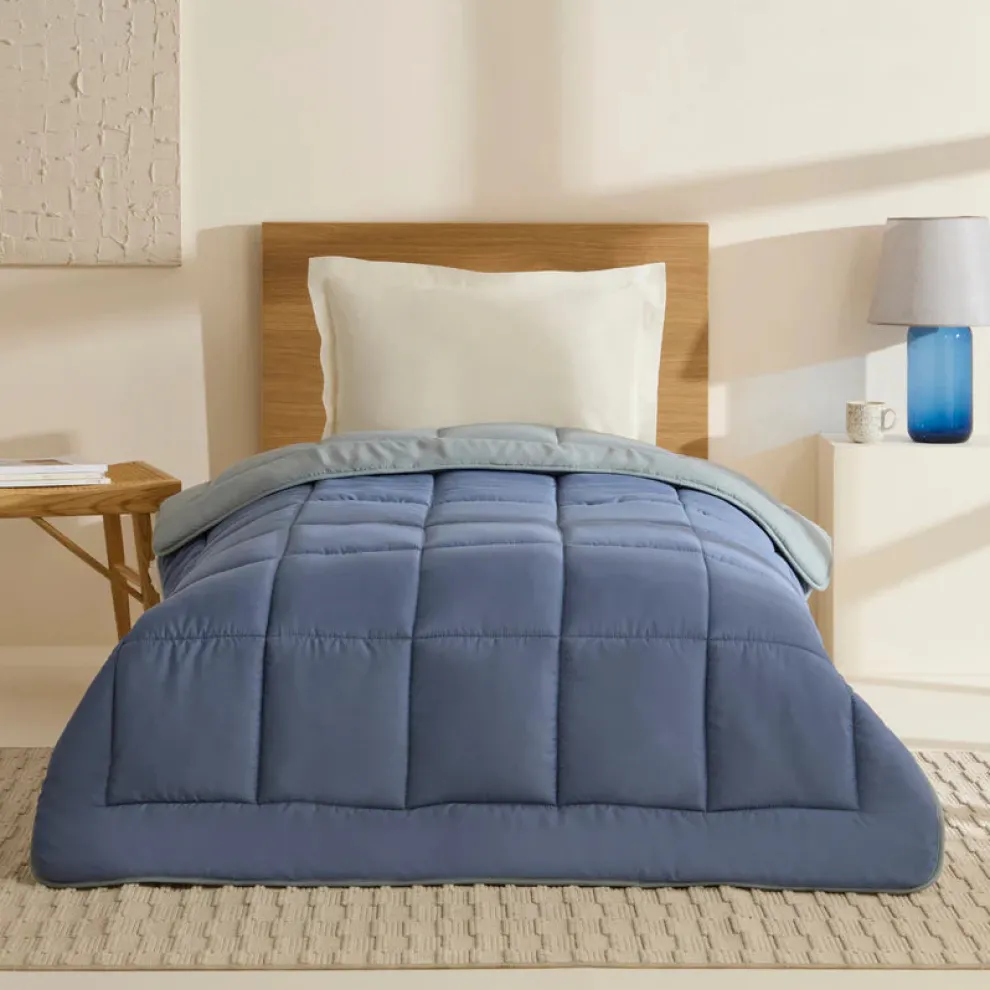 Karaca Home Double Face Duvet Cover, 135x200cm, Blue-Mint