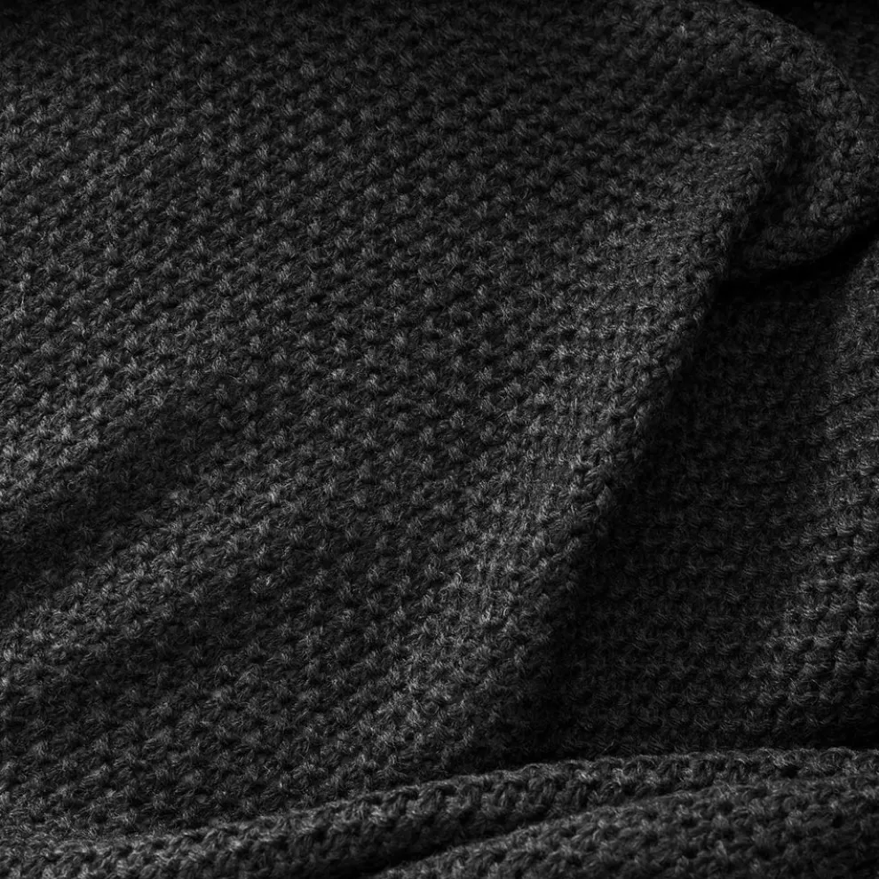 Karaca Home Double Seed Stitch Throw, 130cmx170cm, Dark Grey