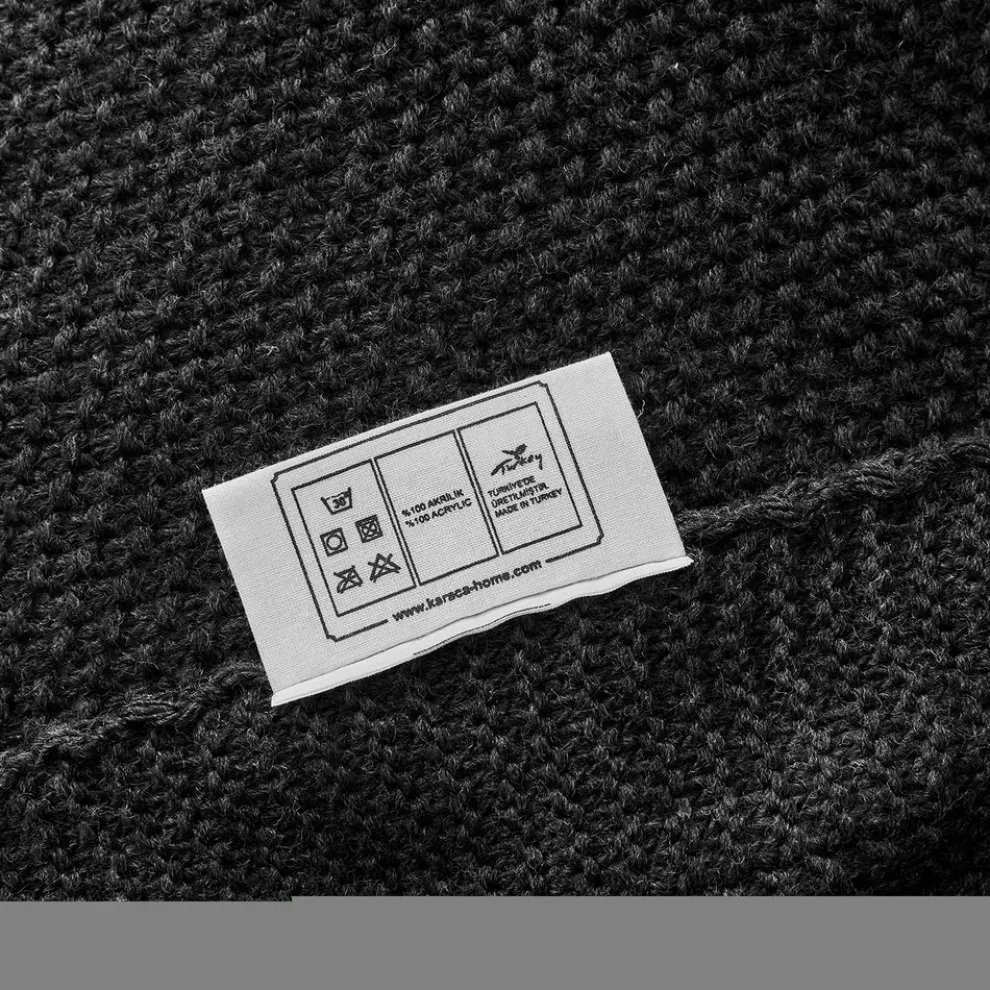Karaca Home Double Seed Stitch Throw, 130cmx170cm, Dark Grey