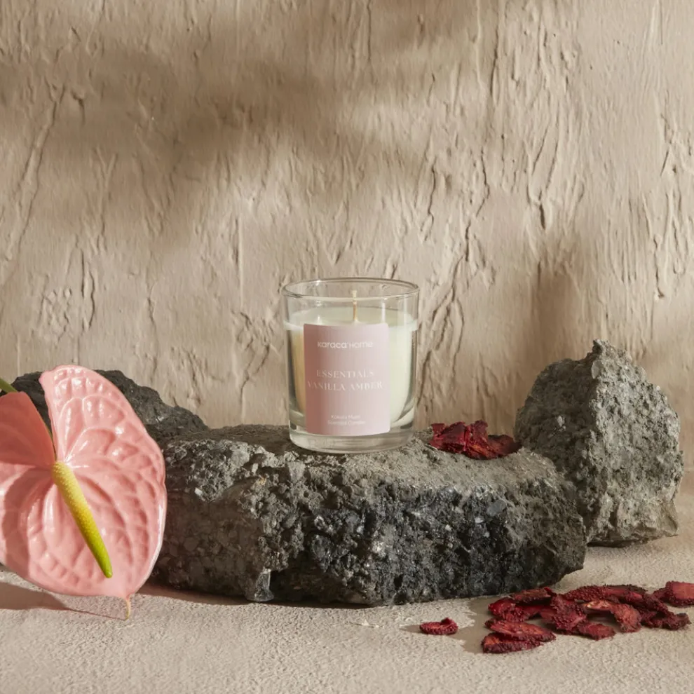 Karaca Home Essentials Vanilla Amber Candle, Dusty Rose