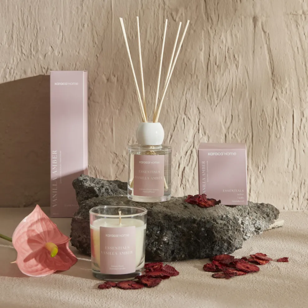 Karaca Home Essentials Vanilla Amber Candle, Dusty Rose
