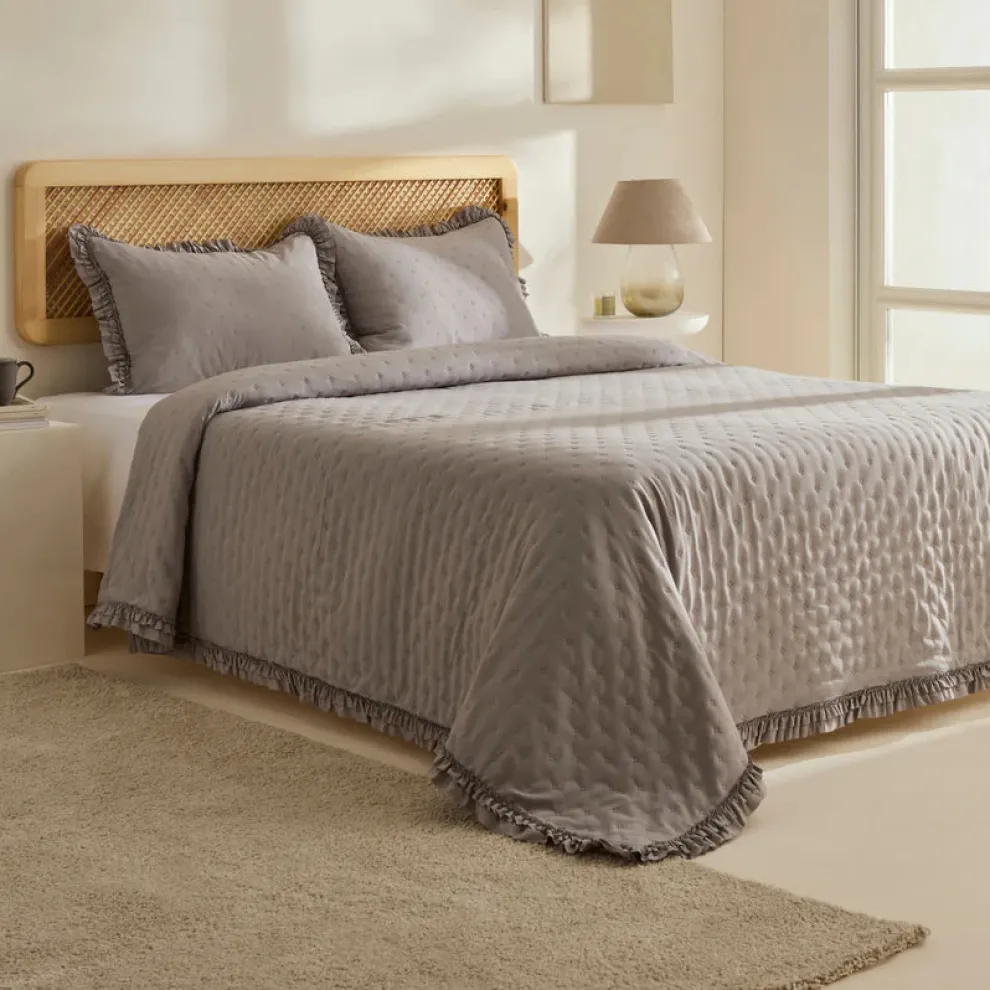 Karaca Home Fiona Bedspread Set, Double, Grey