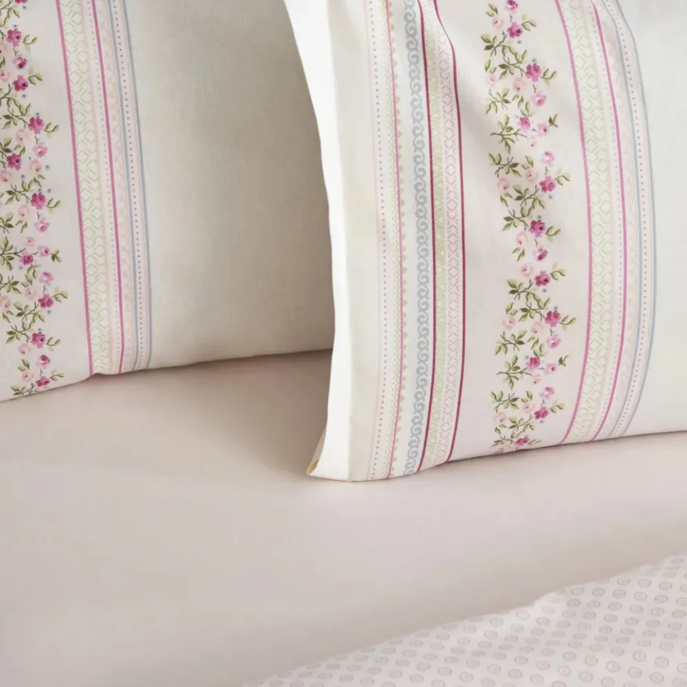 Karaca Home Glen 100% Turkish Cotton Duvet Cover Set, Double, Pink