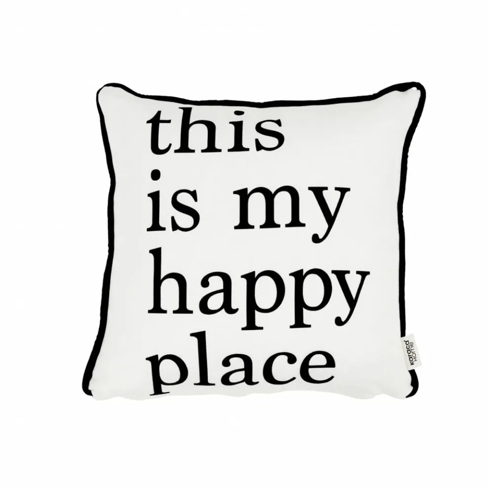 Karaca Home Happy Place Filled Cushion, 43cmx43cm, Black-White