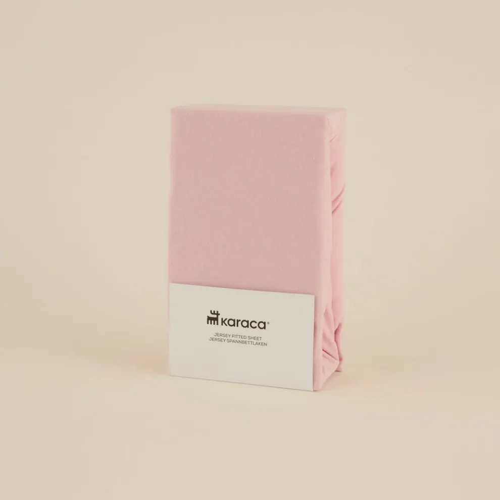 Karaca Home Jersey 100% Turkish Cotton Fitted Sheet, 100x200+30cm, Dusty Pink