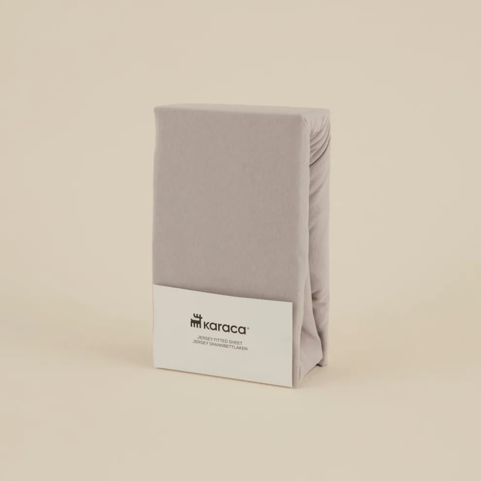 Karaca Home Jersey 100% Turkish Cotton Fitted Sheet, 160x200+30cm, Grey