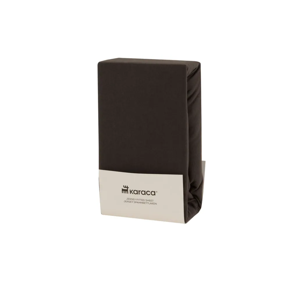 Karaca Home Jersey 100% Turkish Cotton Fitted Sheet, 200x200+30cm, Anthracite