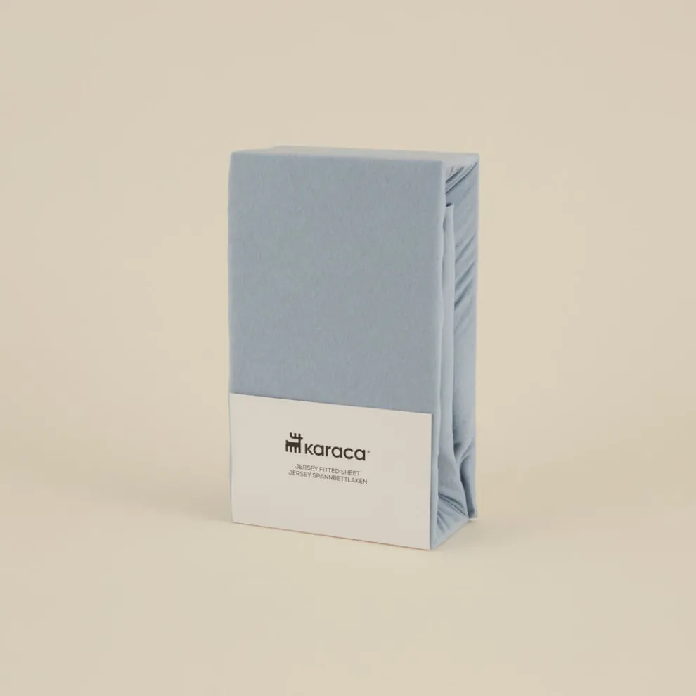 Karaca Home Jersey 100% Turkish Cotton Fitted Sheet, 160x200+30cm, Blue