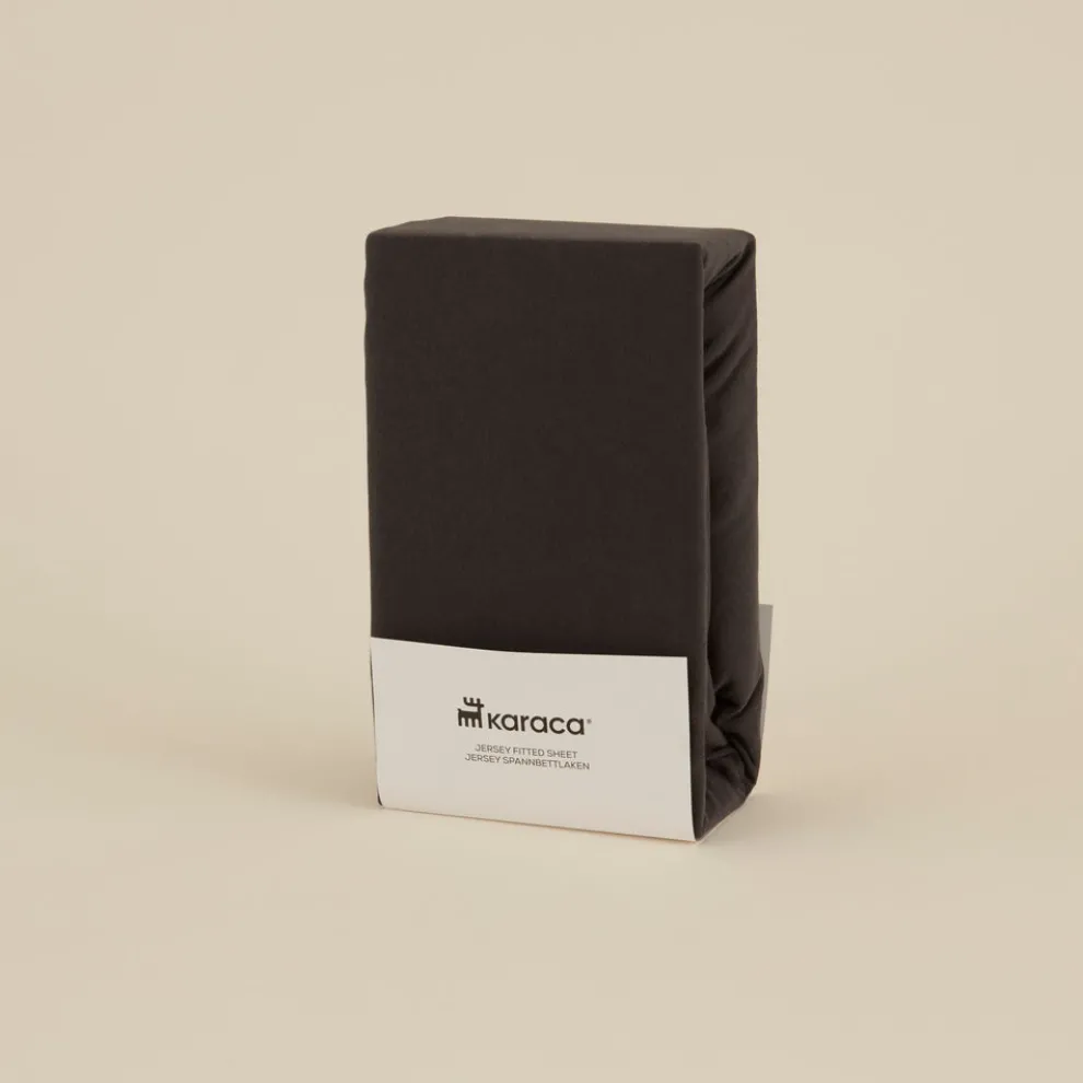 Karaca Home Jersey 100% Turkish Cotton Fitted Sheet, 180x200+30cm, Anthracite