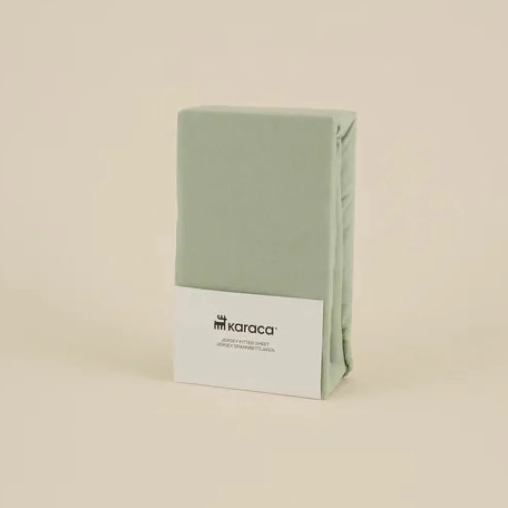 Karaca Home Jersey 100% Turkish Cotton Fitted Sheet, 160x200+30cm, Mint