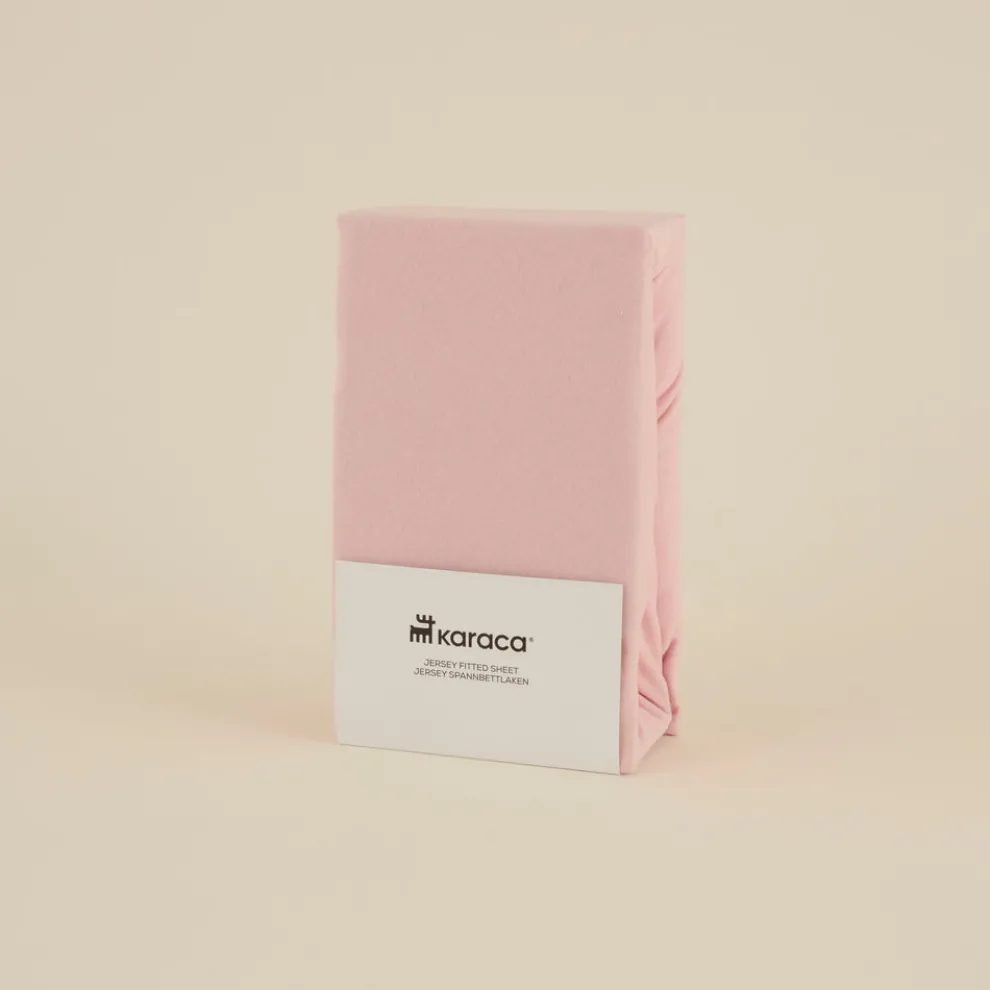 Karaca Home Jersey 100% Turkish Cotton Fitted Sheet, 120x200+30cm, Dusty Pink