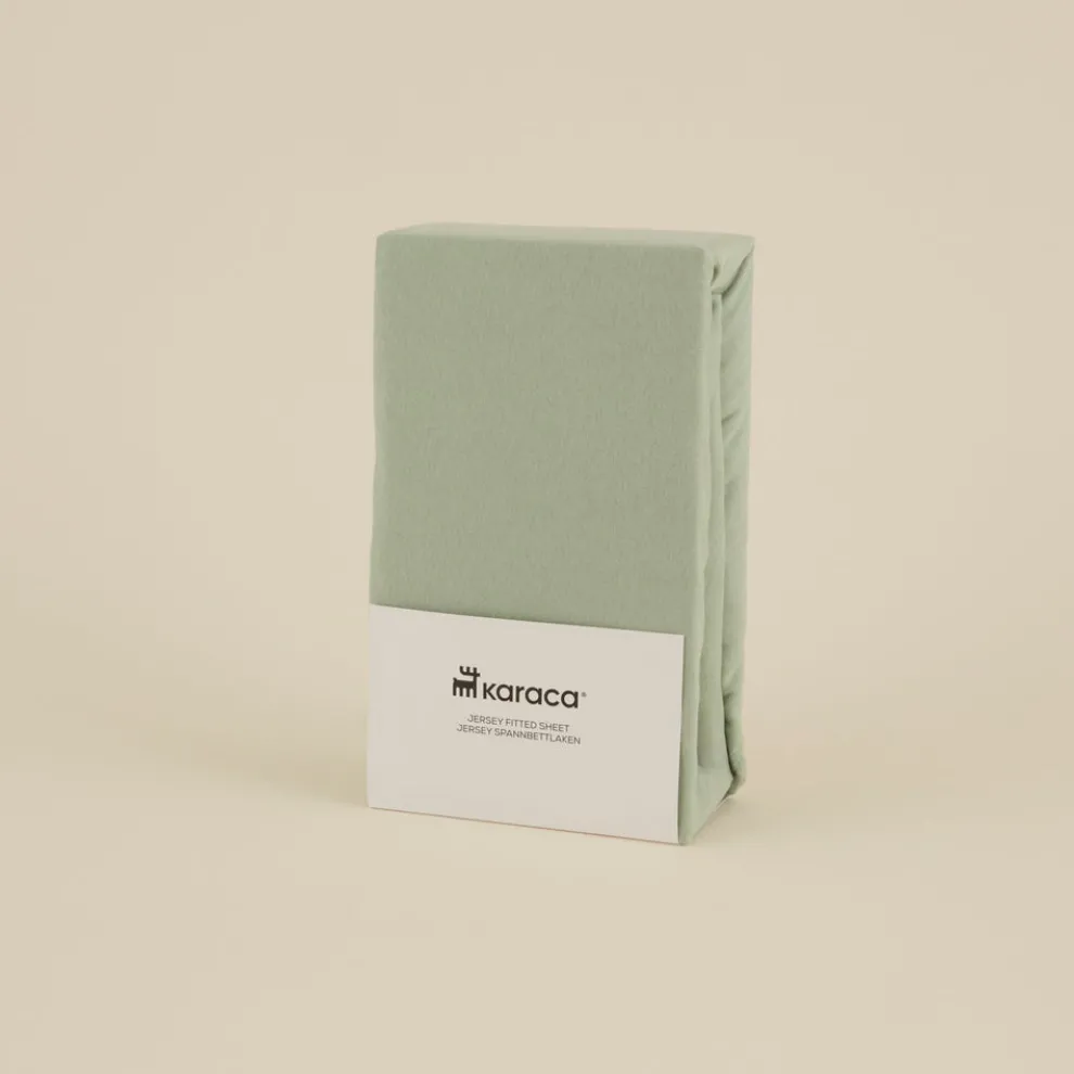 Karaca Home Jersey 100% Turkish Cotton Fitted Sheet, 140x200+30cm, Mint