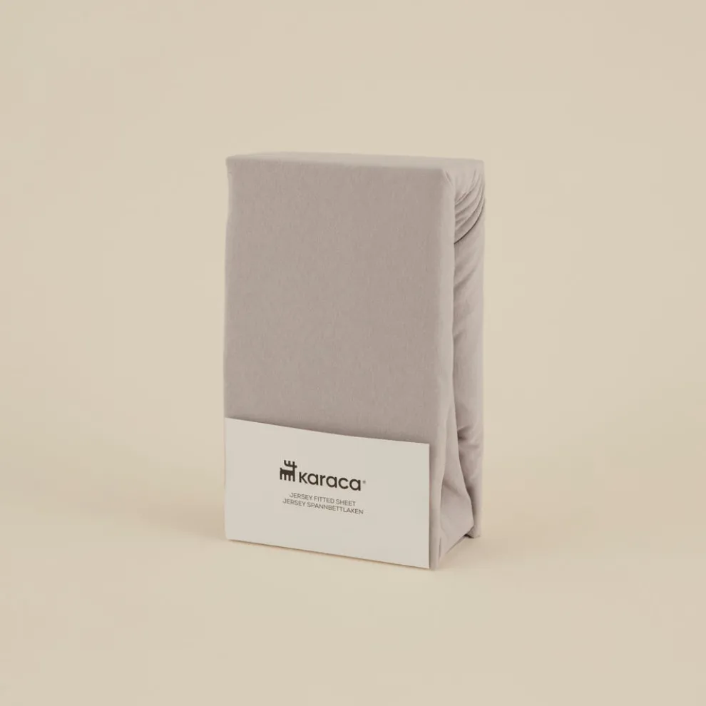 Karaca Home Jersey 100% Turkish Cotton Fitted Sheet, 200x200+30cm, Grey