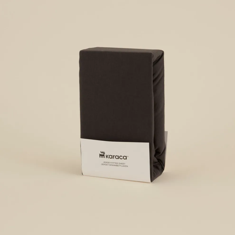 Karaca Home Jersey 100% Turkish Cotton Fitted Sheet, 160x200+30cm, Anthracite