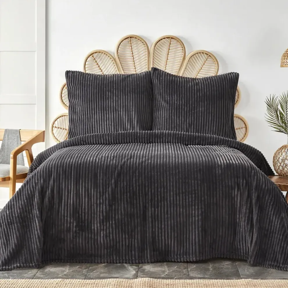 Karaca Home Joena Soft Bedspread Set, Double, Black