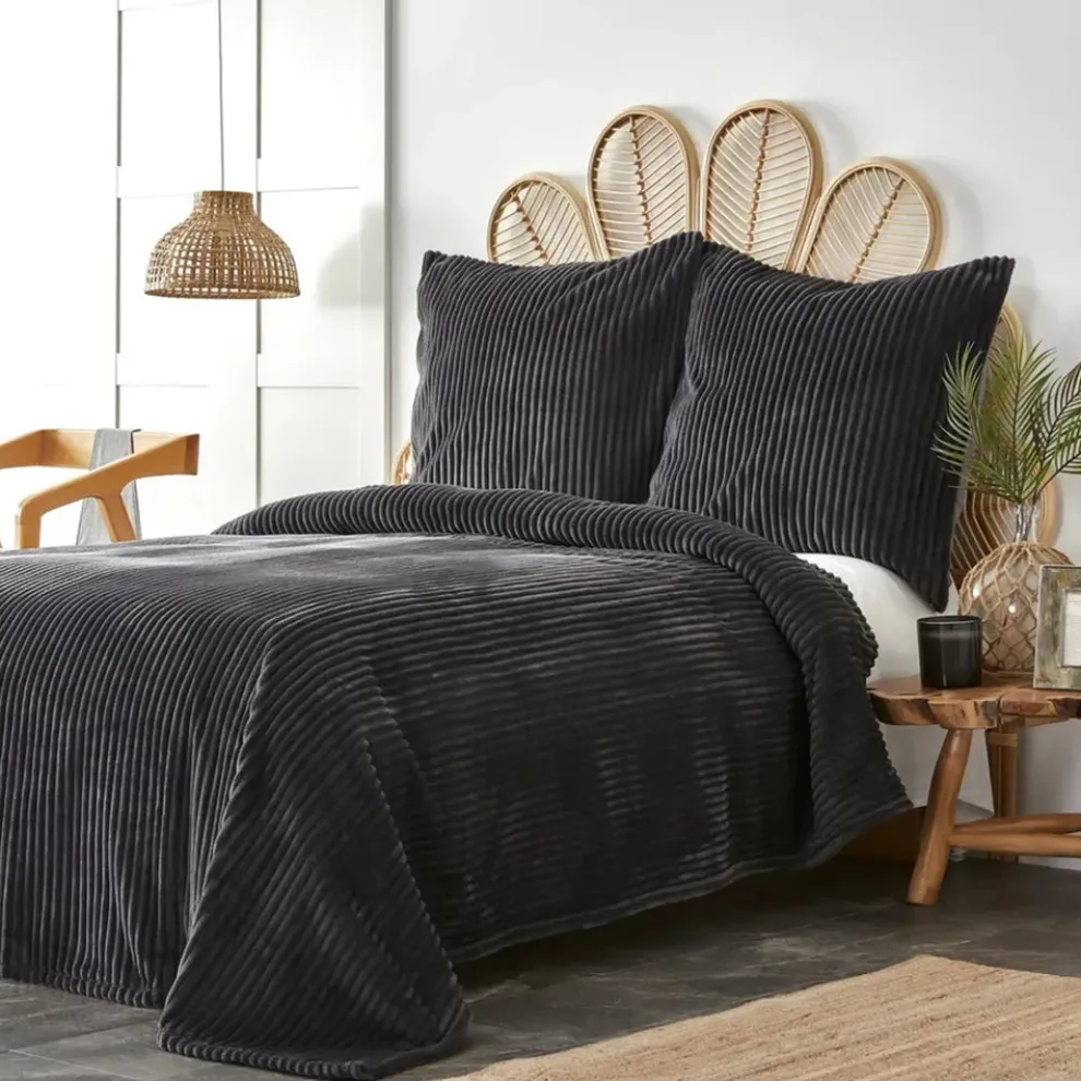 Karaca Home Joena Soft Bedspread Set, Double, Black