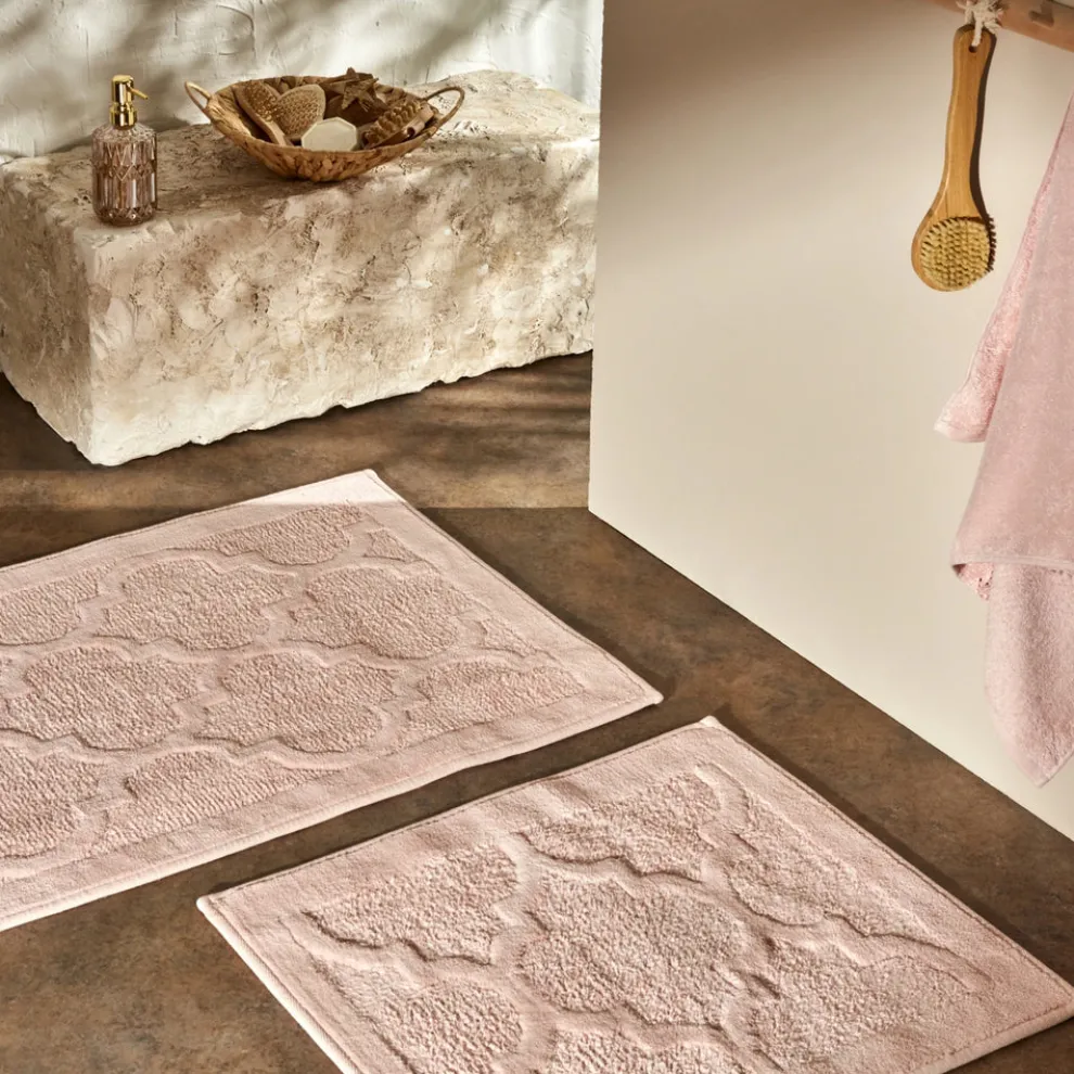 Karaca Home Katy 2-Piece Bath Mat, Powder