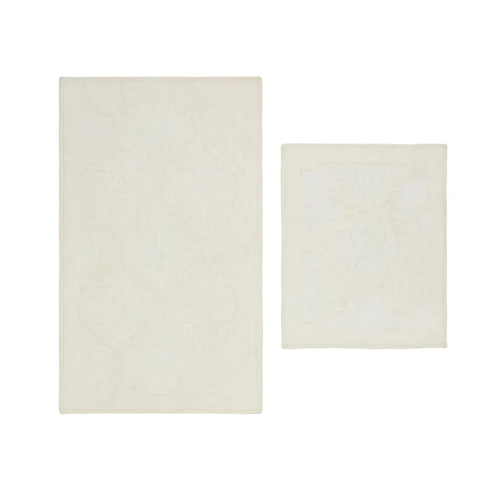Karaca Home Katy 2-Piece Bath Mat, Cream