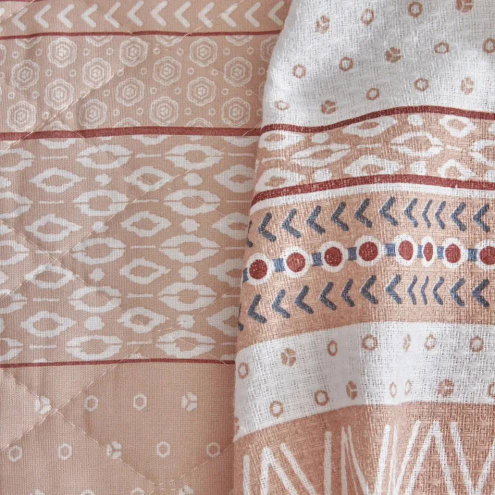 Karaca Home Keira Summer 100% Turkish Cotton Duvet Cover Set with Bed Sheet, Double, Salmon