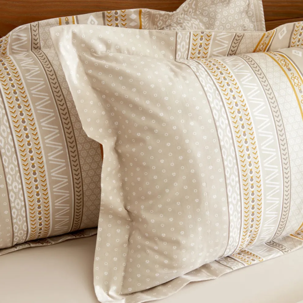 Karaca Home Keira 100% Turkish Cotton Duvet Cover Set, Double, Beige