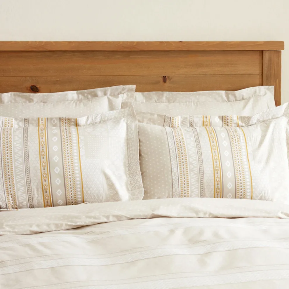 Karaca Home Keira 100% Turkish Cotton Duvet Cover Set, Double, Beige