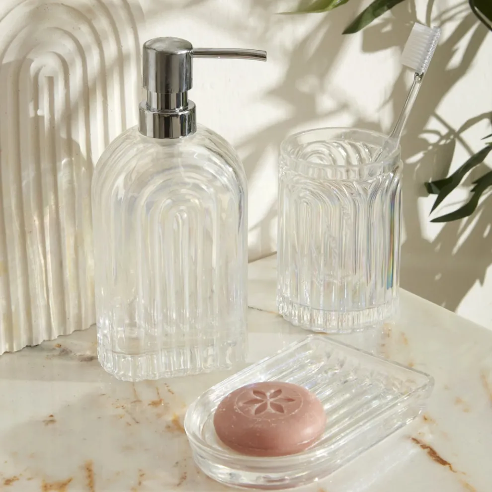 Karaca Home Lenna 3-Piece Bathroom Accessory Set, Naturel