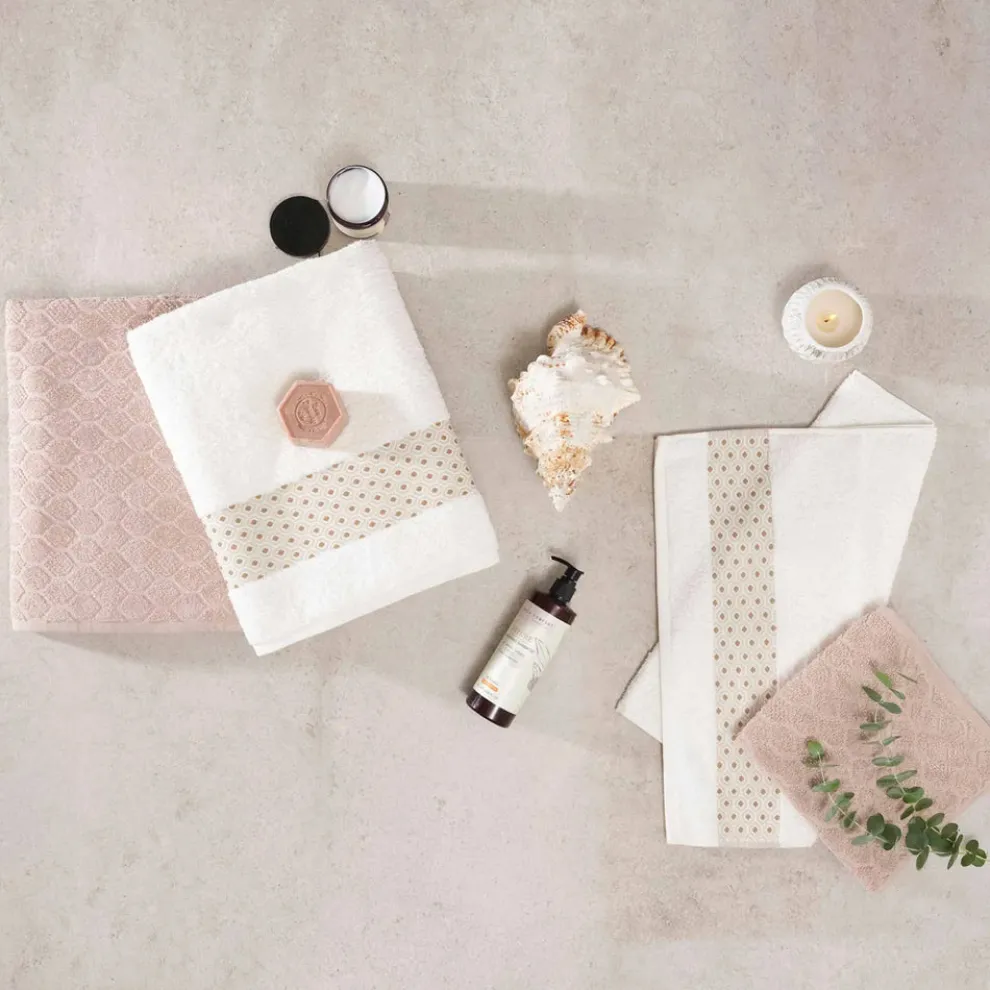 Karaca Home Lossi 100% Turkish Cotton Towel Set, Off White Beige