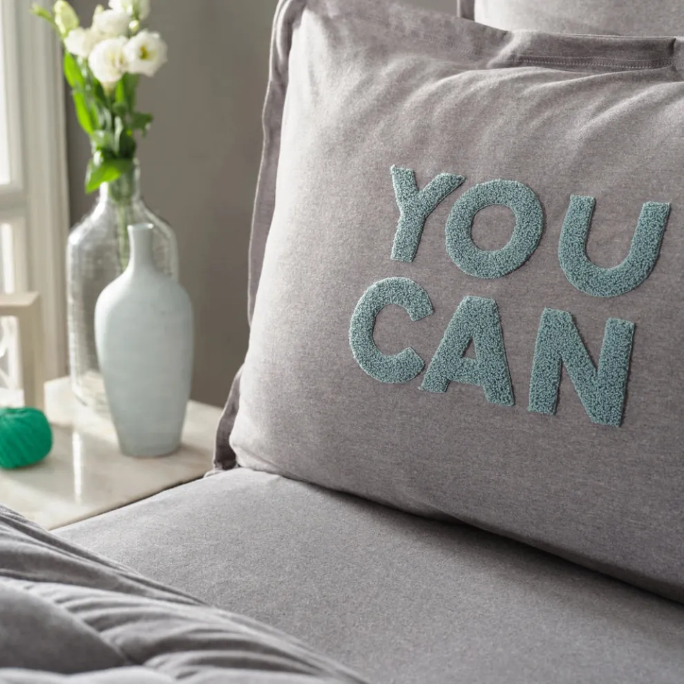 Karaca Home Motto Cotton Comfort Bedding Set, Double, Grey