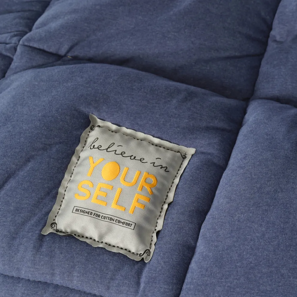 Karaca Home Motto 100% Turkish Cotton Comfort Bedding Set, Double, Indigo