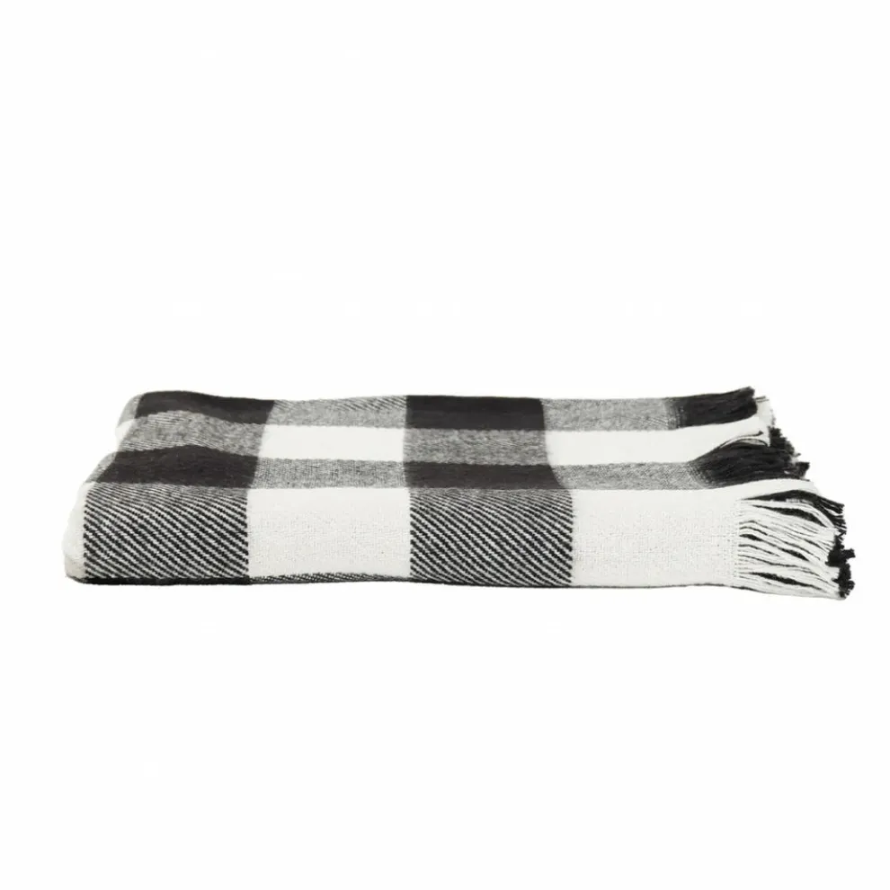 Karaca Home Mountain Blanket, 130cmx170cm, White Black