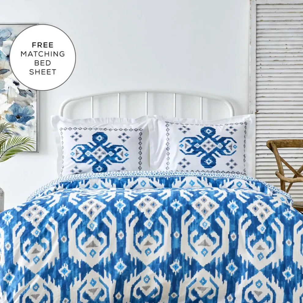 Karaca Home Neos 100% Turkish Cotton Duvet Cover Set with Bed Sheet, Double, Multi